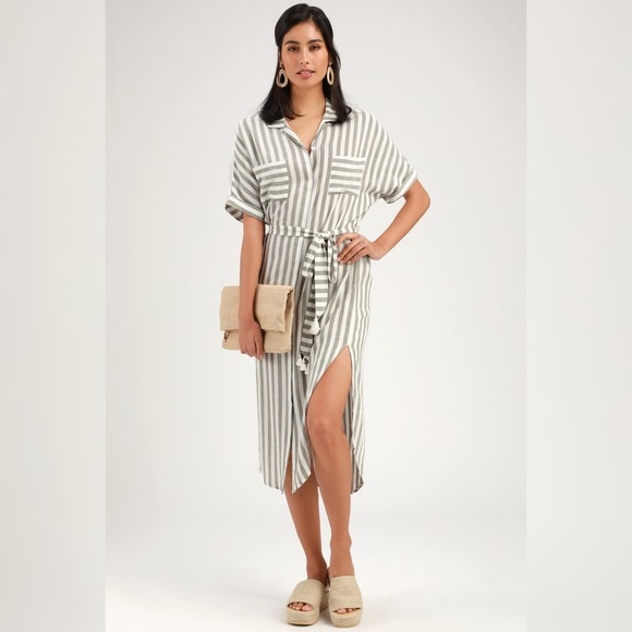 Socialite Dresses & Skirts - Socialite Kersee Midi Shirt Dress Green Size Extra Small NWT